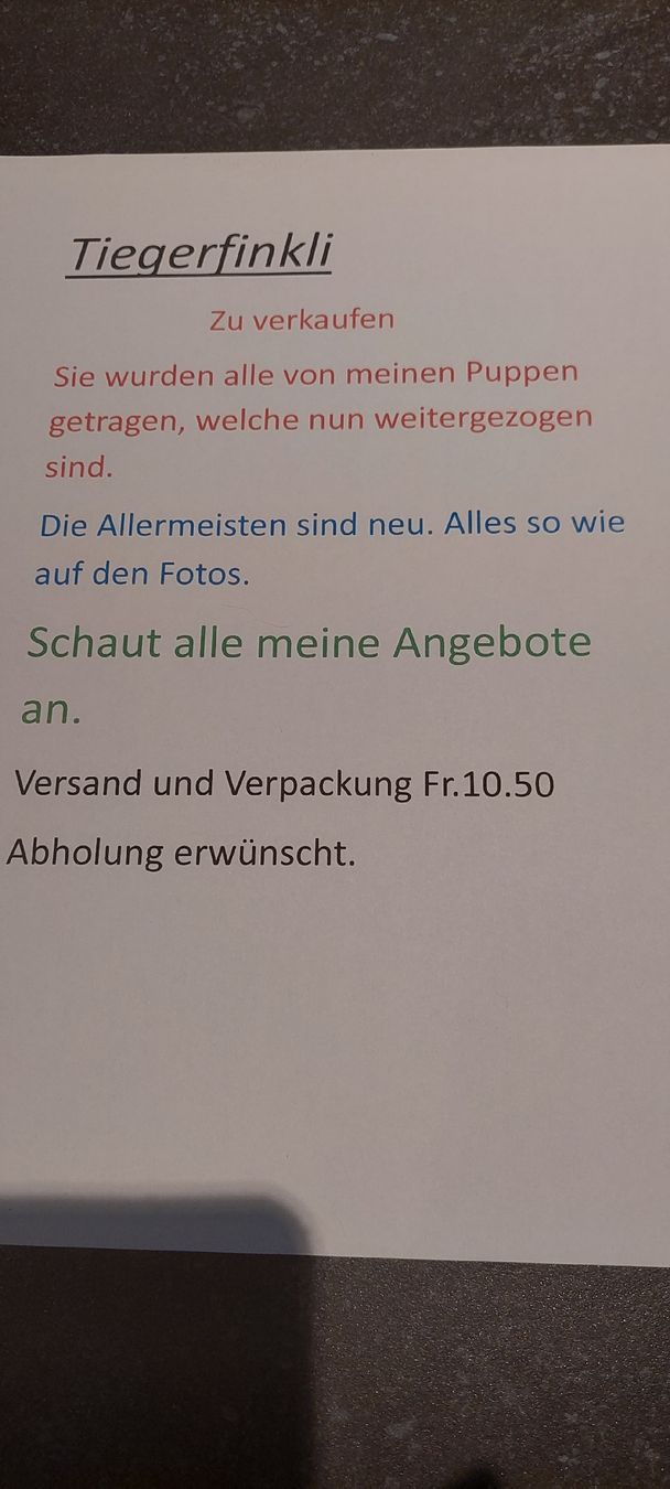 Puppen: Puppen Tiegerfinkli  – Neu (gemäss Beschreibung) aus Muri AG von nindo1 1