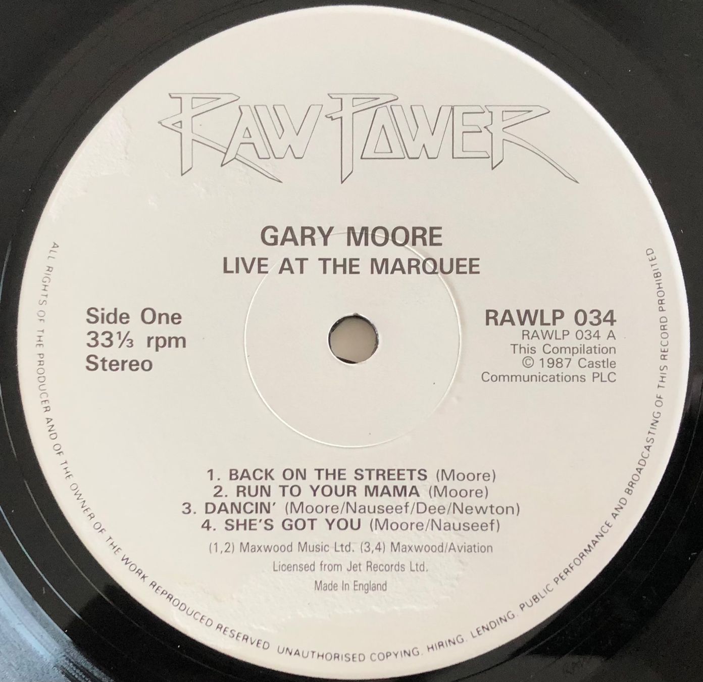 Vinyles: GARY MOORE - LIVE AT THE MARQUEE – D'occasion à Poliez-Pittet par Newtown-Records 2