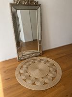 🌿 Moderner Jute-Teppich rund mit 3D-Blütenmuster – Naturloo