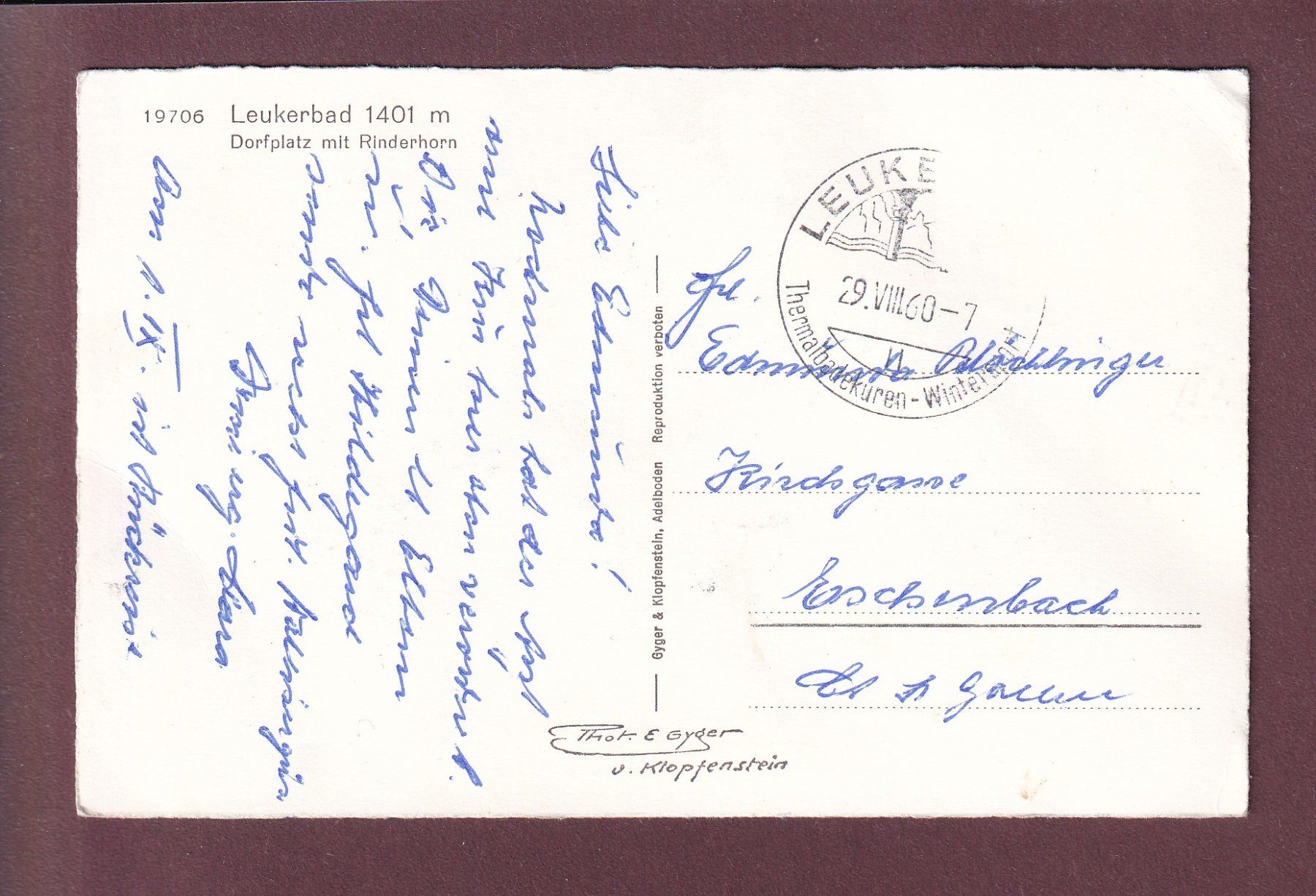 Cartoline postali: LEUKERBAD - Dorfplatz - Auto - 1960 // Eckbüge / Falte // – Usato da Pully venduto da nicecards-shop 1