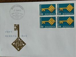 27.5.1968 IMF-Kongress: Schlüssel CEPT-Signet im Viererblock