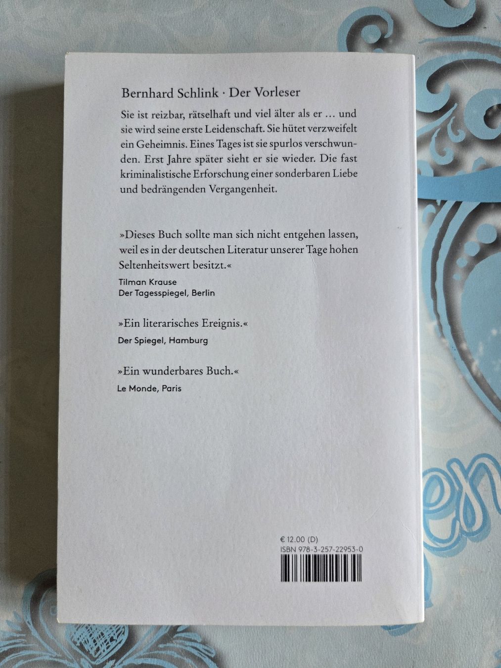 Libri: Bernhard Schlink Der Vorleser Roman – Usato da Illighausen venduto da Flomi50 1