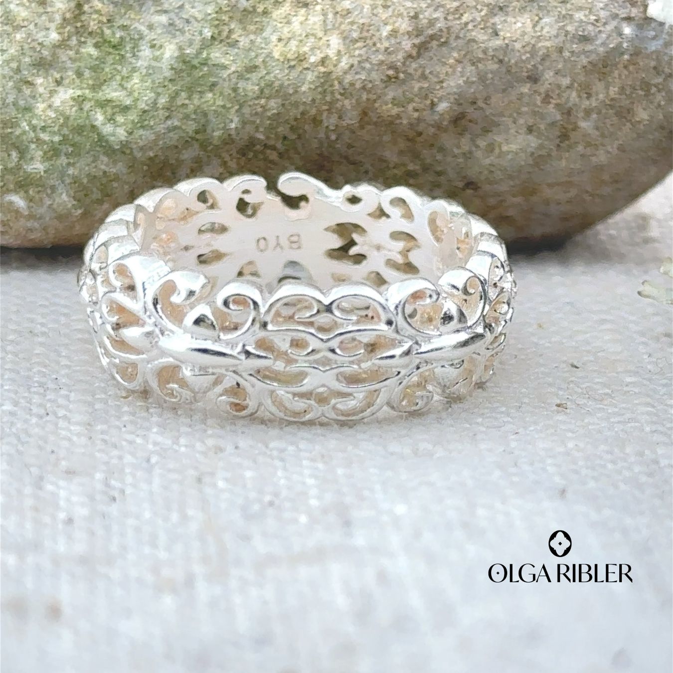 Olga Ribler Anelli: Silberring Ornament matt breit Grösse 58 – Nuovo (secondo la descrizione) da Luzern venduto da Schmuckoutlet 5