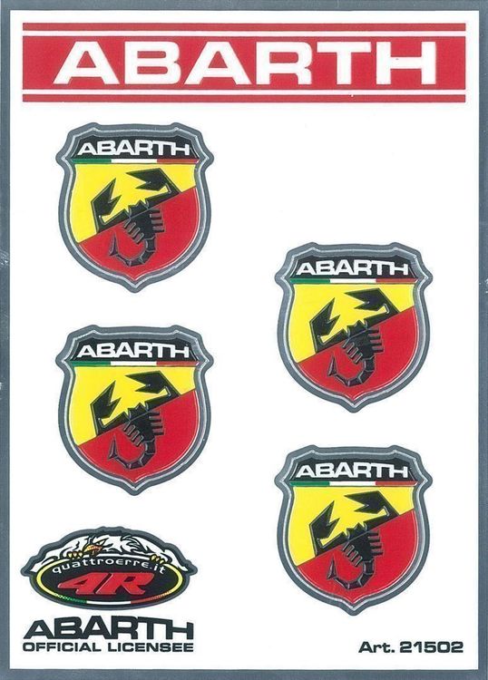 Abarth Aufkleber Sticker 4teilig Wappe (Art. 21502) (Neu und ...