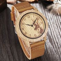 Armbanduhr mit Wildmotiv (Rehbock) und Lederarmband