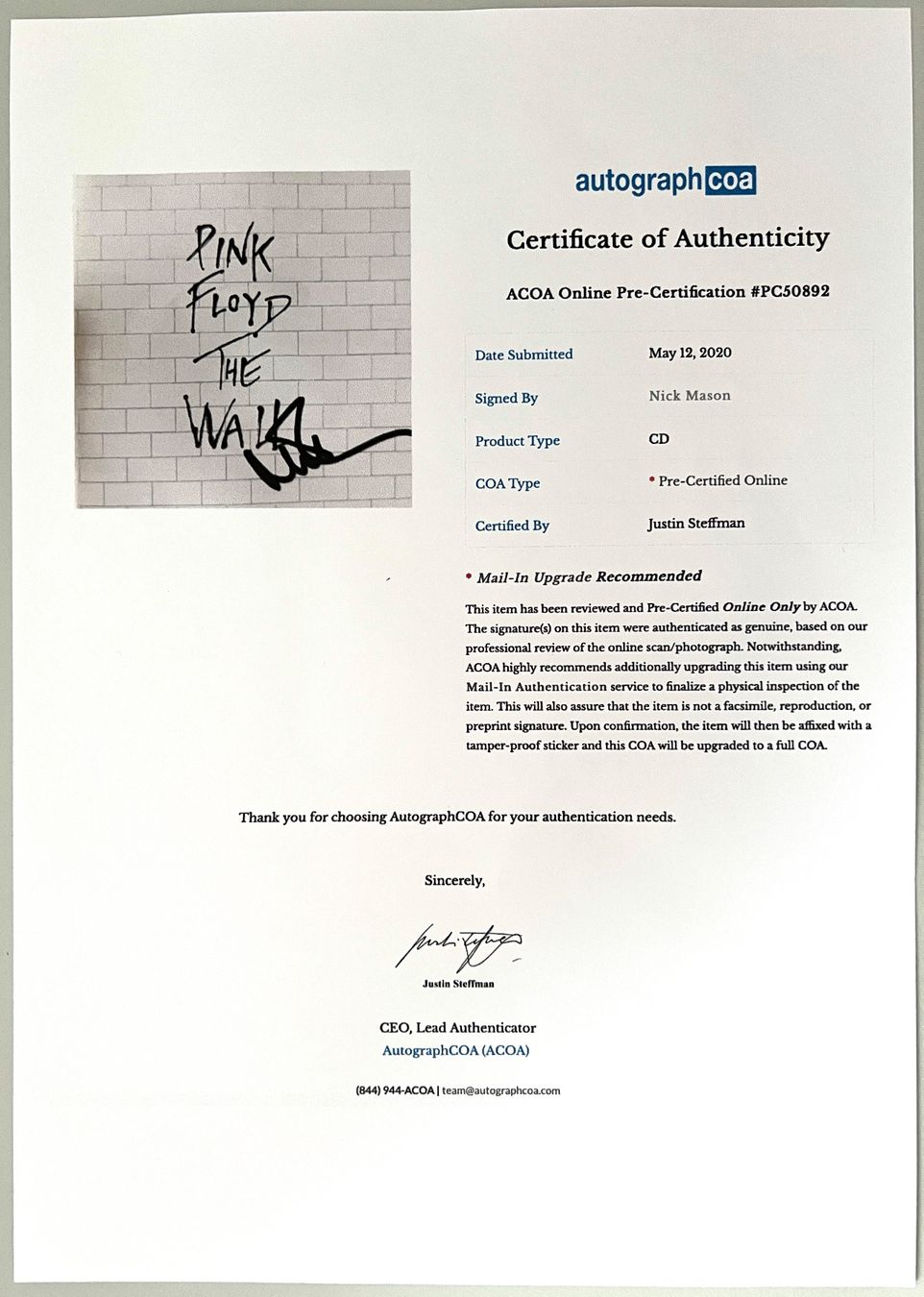 Autografi: PINK FLOYD Roger Waters & Nick Mason ORIGINAL AUTOGRAMME COA – Nuovo (secondo la descrizione) da Solothurn venduto da StarsInYourHome 5