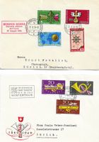 SCHWEIZ WERBEM. SATZ 1949 + 1954 FUSSBALL WM etc. auf BRIEF