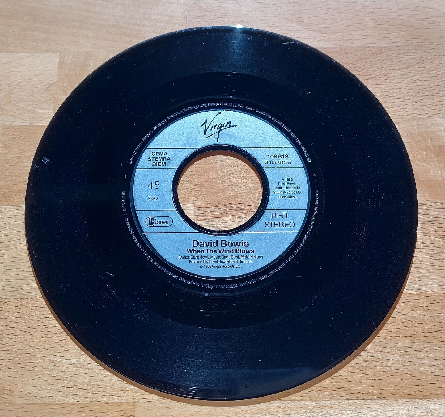 Dischi in vinile: David Bowie - When The Wind Blows 7" Single, Virgin 1986 – Usato da Bonaduz venduto da Gluehwuermchen44 3