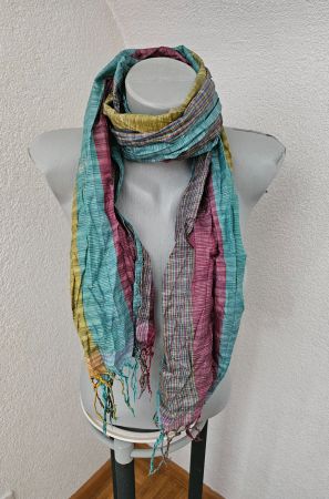 Boho Hippie Schal / Tuch - bunt gemustert Streifen Gltizer