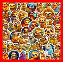 Faultier Sloth Urwald Zoo Chill Costa Rica 50 tlg Stickerset
