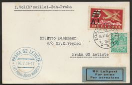 Flugpost Schweiz 1935  Zürich Prag Erstflug Luftpost 800.-