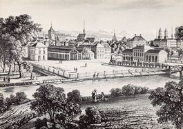 Zürich Bahnhof: Urbahnhof von der Sihlseite (1847-1871)