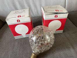 3x Globe 120mm E27 Ambre Givre | 3x Ampoules Lampes Vintage