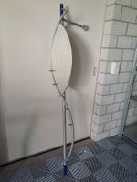 Moderne Garderobe mit Spiegel, Silber/Blau, 175x35 cm