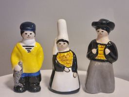 3 bretonische Keramikfiguren – Fait Main, signiert