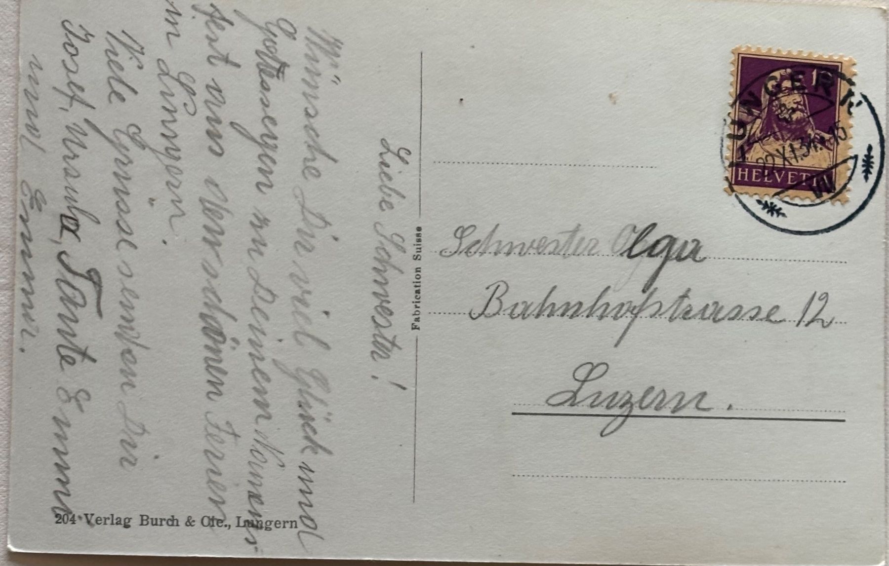 Cartoline postali: Lungern, Vollstempel – Usato da Frauenfeld venduto da Merk52 1