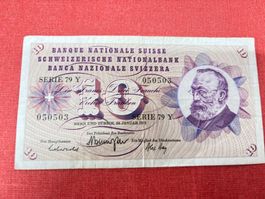 10 Franken Banknote 1972 gebraucht