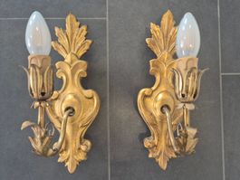 Goldige Wandlampen, 2er Set, Barock Stil