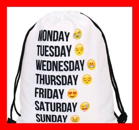 Badirucksack Smiley Wochentage Weiss Montag Dienstag Sonntag