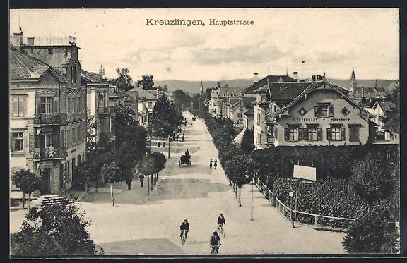 Cartoline postali: Kreuzlingen, Hauptstrasse mit Restaurant – Usato da Berlin venduto da bartko-reher