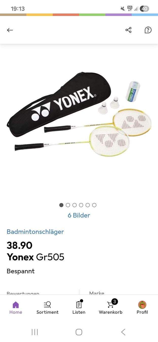Yonex Racchette: Yonex Badminton Set Gr 505 – Nuovo e nell'imballaggio originale da Zürich venduto da mic_7gvl