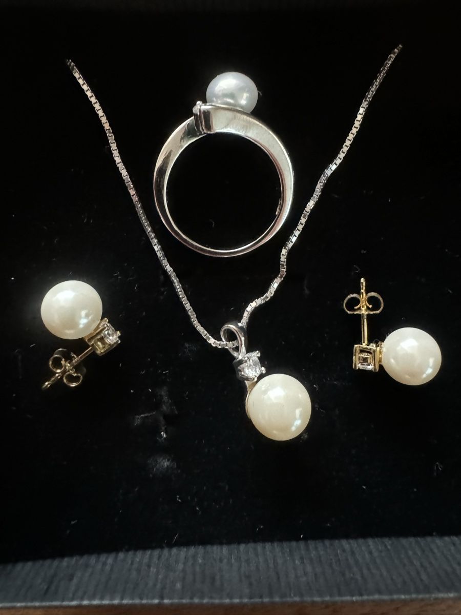 Perle (finte): Schönes Perlen Schmuckset aus 925 Silber – Nuovo e nell'imballaggio originale da Bellikon venduto da tomsawyer_75