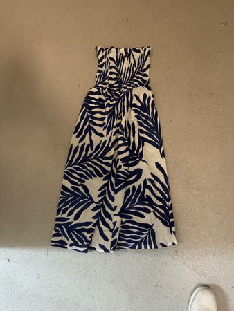 Sommer Kleid, schulterfrei mit blauem Palmenmuster🌴