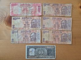 Indien Banknoten gebraucht Zustand gemäss Bilder