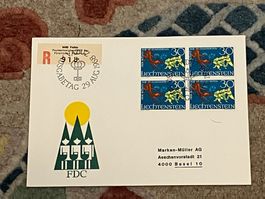 1 Erstagsbrief LI Einschreiben Viererblock 1968