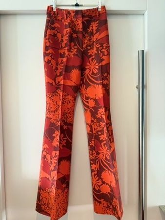 AKRIS Hose, Gr. 34, orange-braun, Blumenmuster, Herbst
