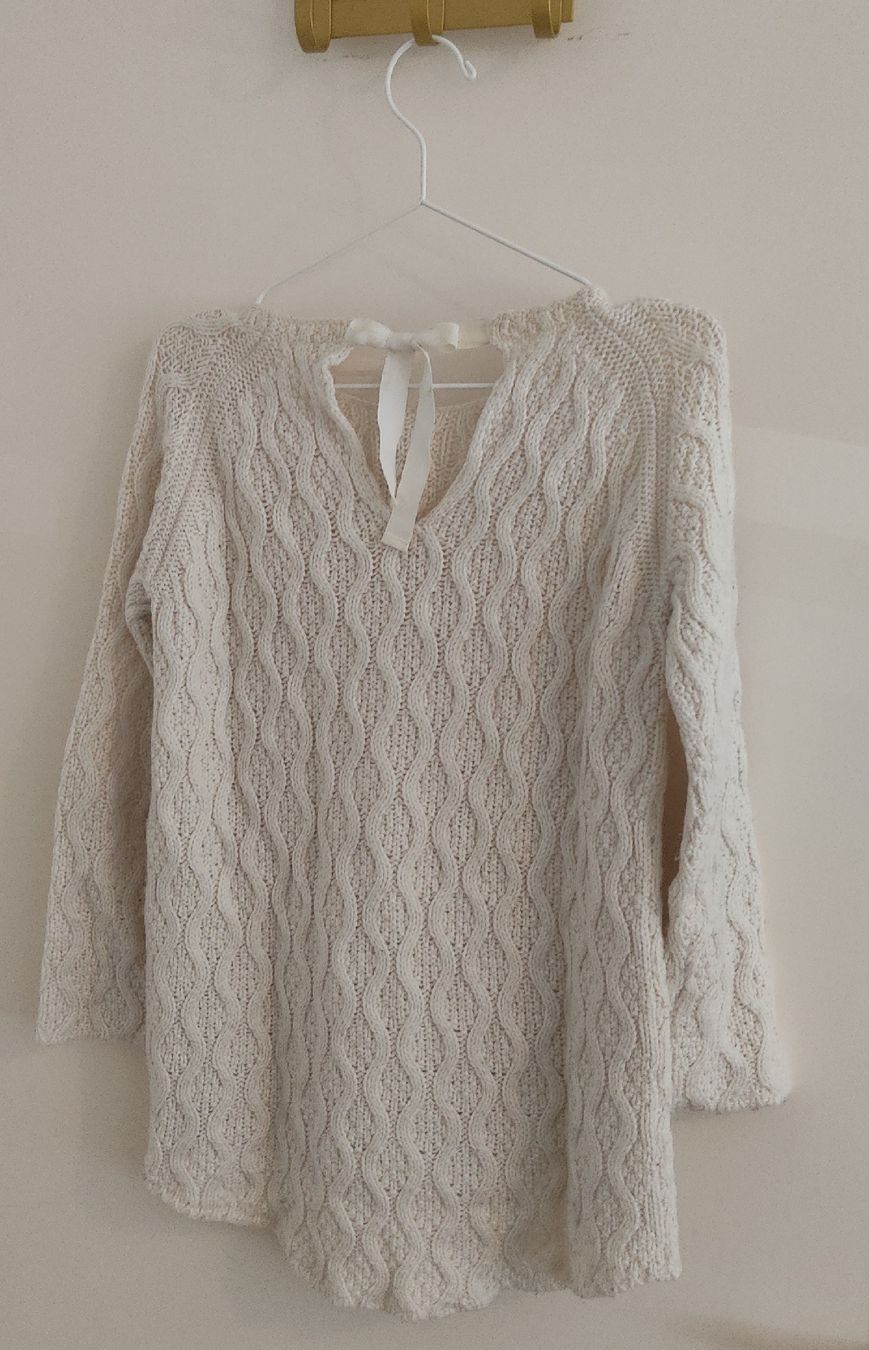 Zara Maglioni & Felpe: Cute White Zara Cable Knit Sweater Size S with Back Bow – Usato da Muttenz venduto da fl.sab 3