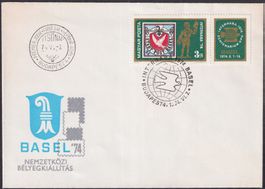 1974, INTERNABA Basel, seltene Verwendung mit Vignette !!