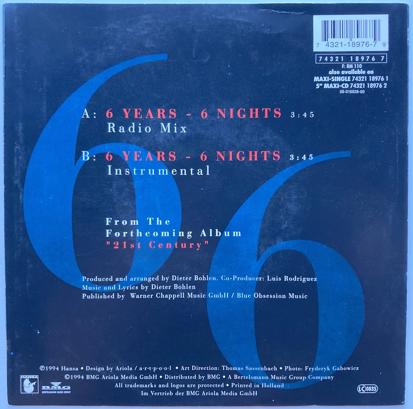 Dischi in vinile: BLUE SYSTEM - 6 YEARS - 6 NIGHTS – Usato da Bottens venduto da hotter-than-hell 1