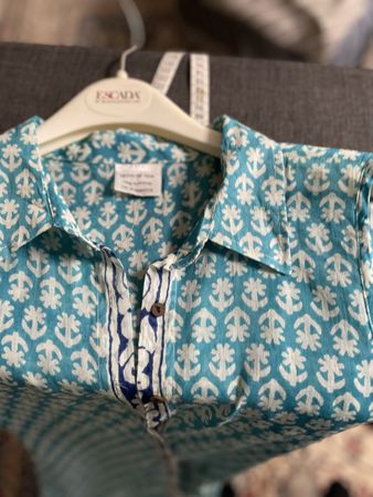 Sommerkleid türkis-weiss Gr. 38 - luftig leicht!