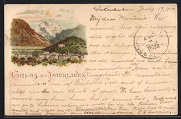 Litho Interlaken, Teilansicht mit Bergen