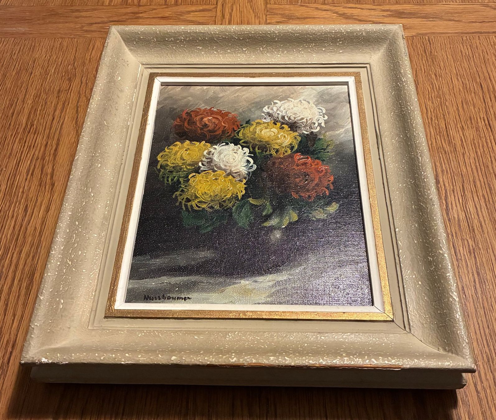 Gemälde: NUSSBAUMER - Chrysanthemen - Öl / Lw - Ca. 1950/60 – Gebraucht aus Meinisberg von duveen 2