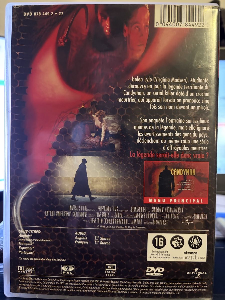Tutti i DVDs: DVD : CANDYMAN (1993 - Fr. / Angl.) – Usato da Yverdon-les-Bains venduto da Chewbacca67 1
