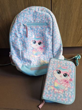 Rucksack und Etui BECKMANN Set - Sweathart Cat,guter Zustand