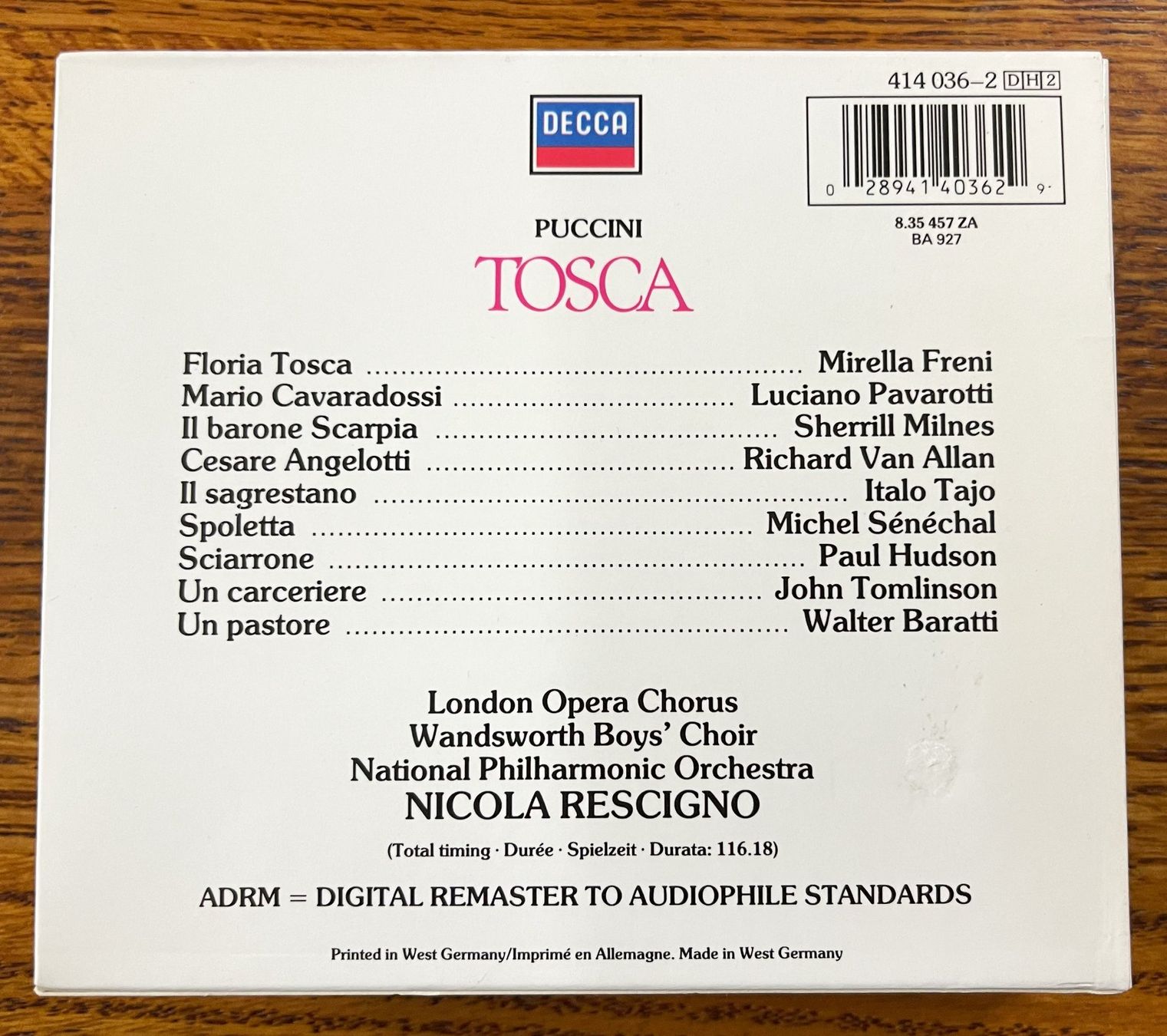 CD: CD-Box - Puccini - TOSCA – Usato da Oftringen venduto da Vucki 2