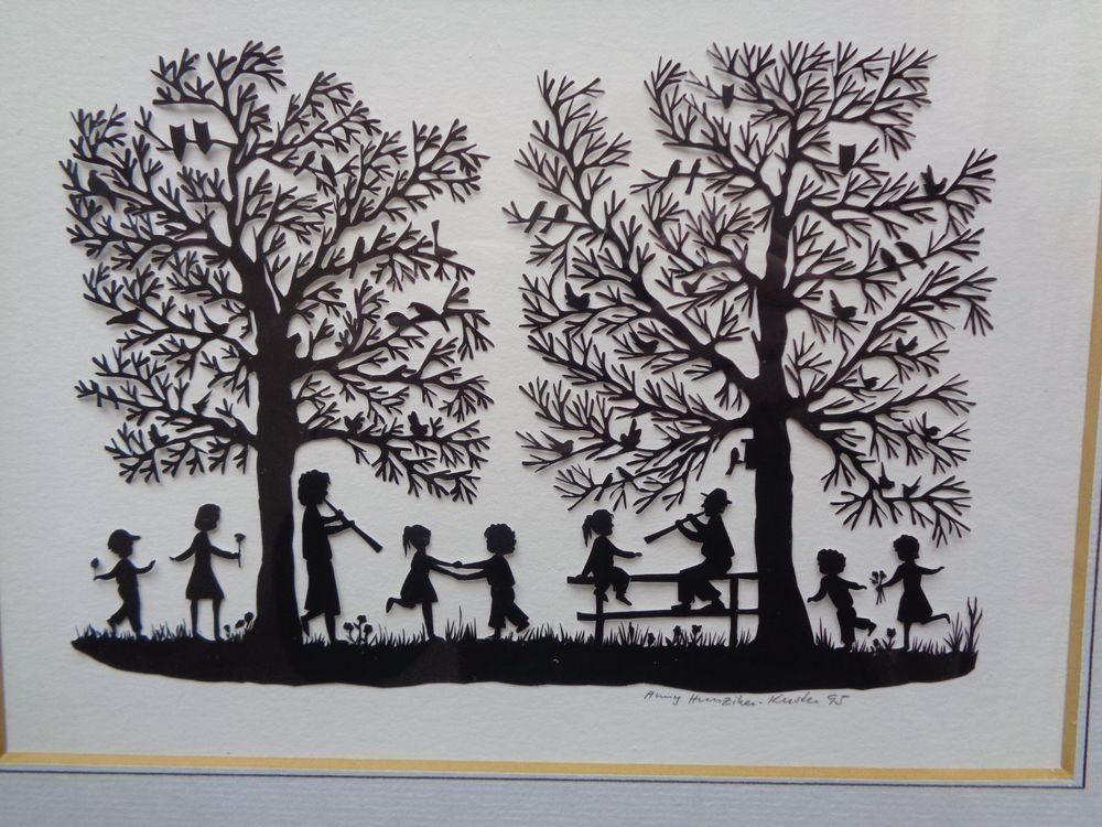 Grafica & Litografie: Scherenschnitt - original - >> Goldener Herbsttag << – Usato da Zürich venduto da Mr.Dachboden 1
