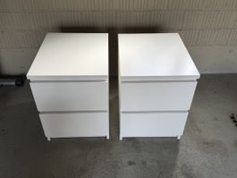 Malm -  2 Nachttische Kommode Schubladen Weiss 2