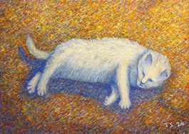träumdende Katze (Öl auf Leinwand) Nr. 264