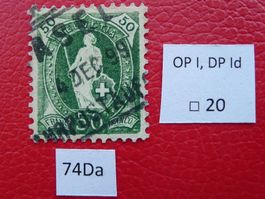 Stehende mit RETUSCHE: Nr.74Da Voll-Stempel BASEL; Feld 20