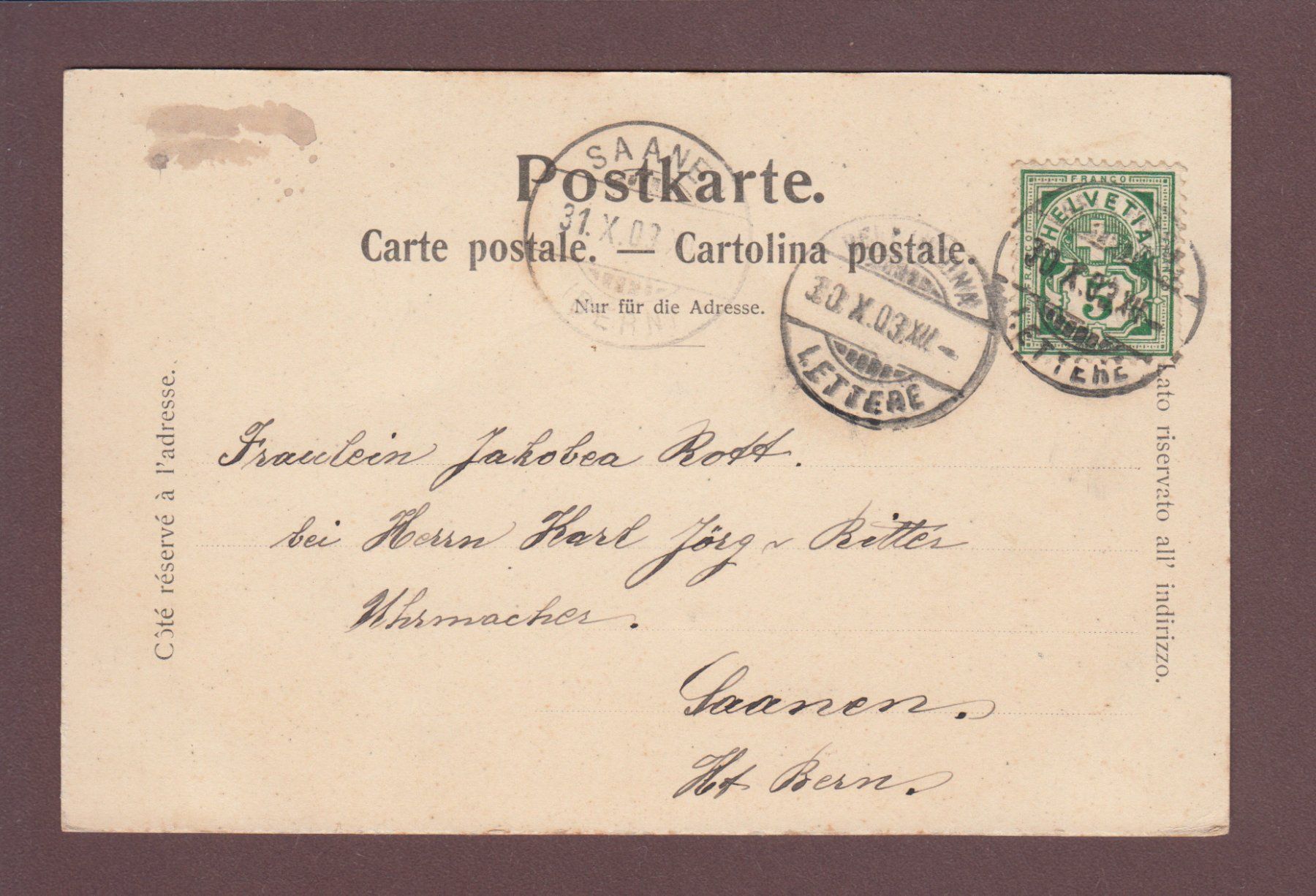 Cartoline postali: BELLINZONA - Pizzo Claro - 1903 – Usato da Pully venduto da nicecards 1