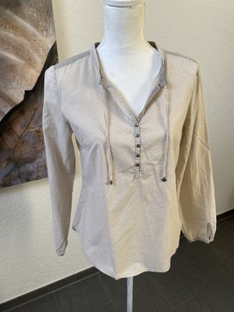 NILE Bluse gepunktet beige Baumwolle Grösse S