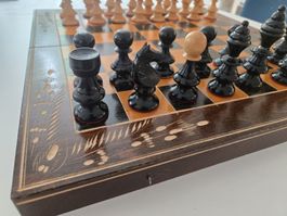 Schachspiel Holz mit Backgammon-Feld gebrauchter Zustand