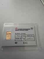 Feingold 1g Barren Karte, Nummer 593 + 0,6 gr. 