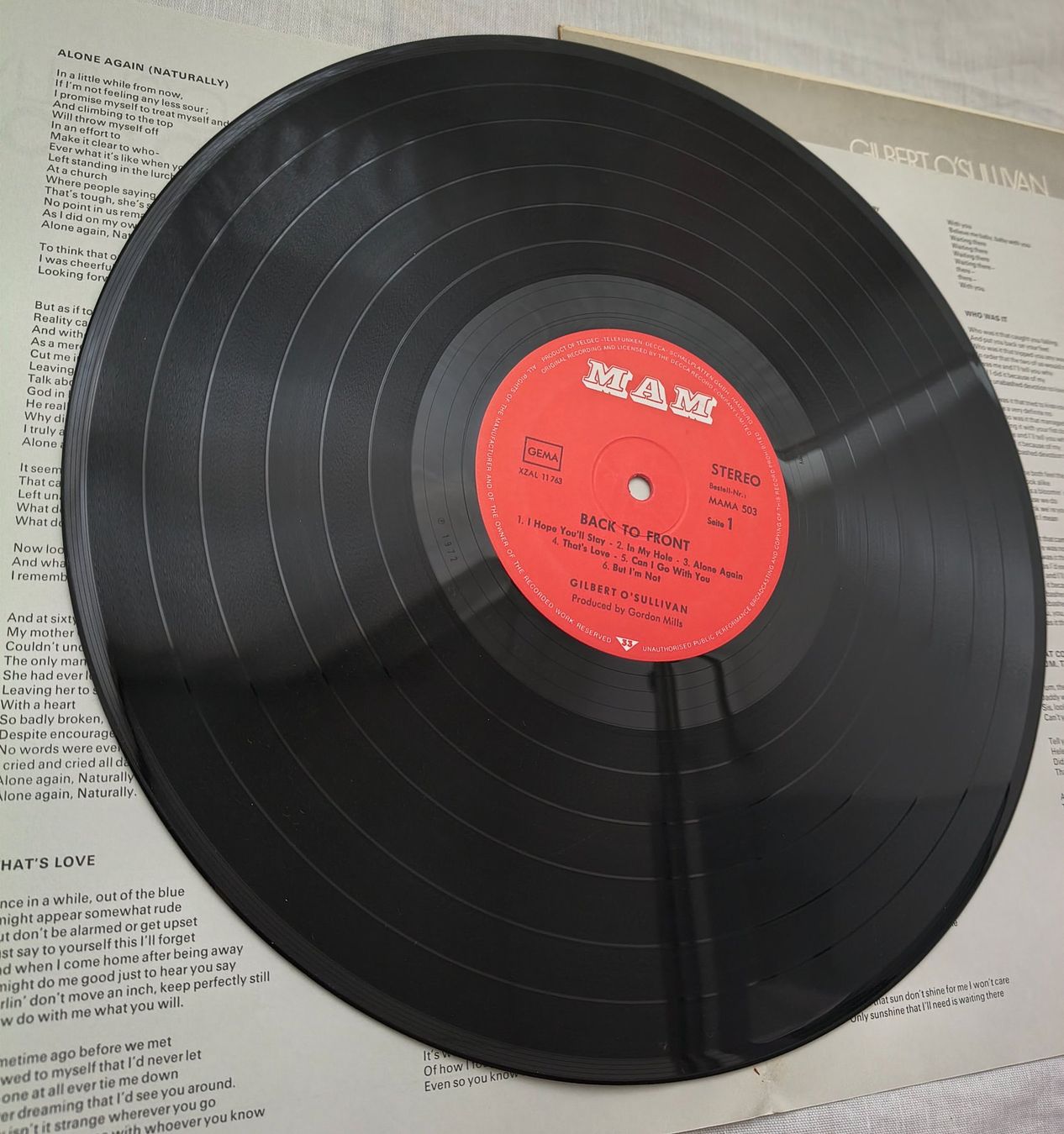 Dischi in vinile: LP "Gilbert o'Sullivan" - BACK TO FRONT – Usato da Binningen venduto da mar_2jlr 7