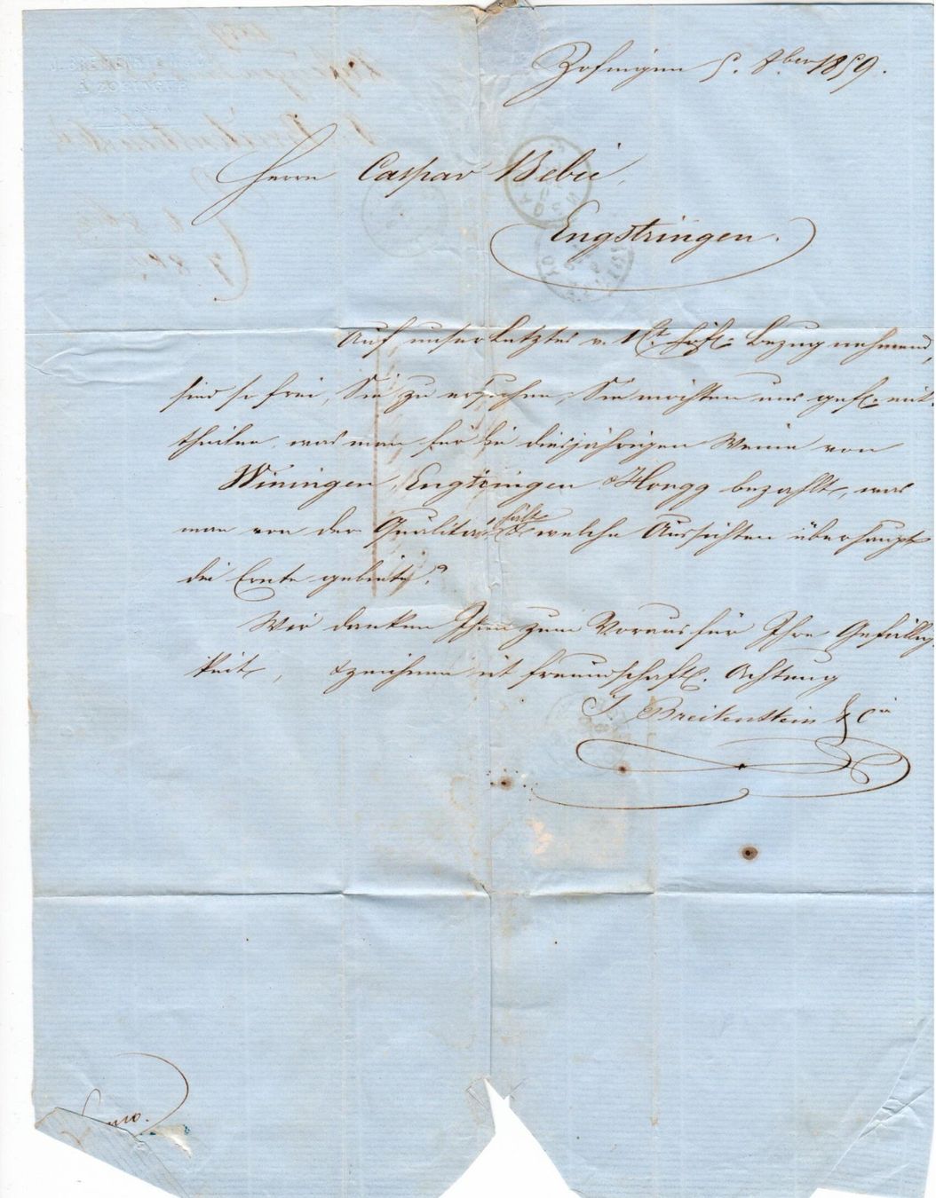 Alle Briefmarken: Strubelbrief, Zofingen - Engstringen  1859 – Gebraucht aus Wolhusen von Curver9 2
