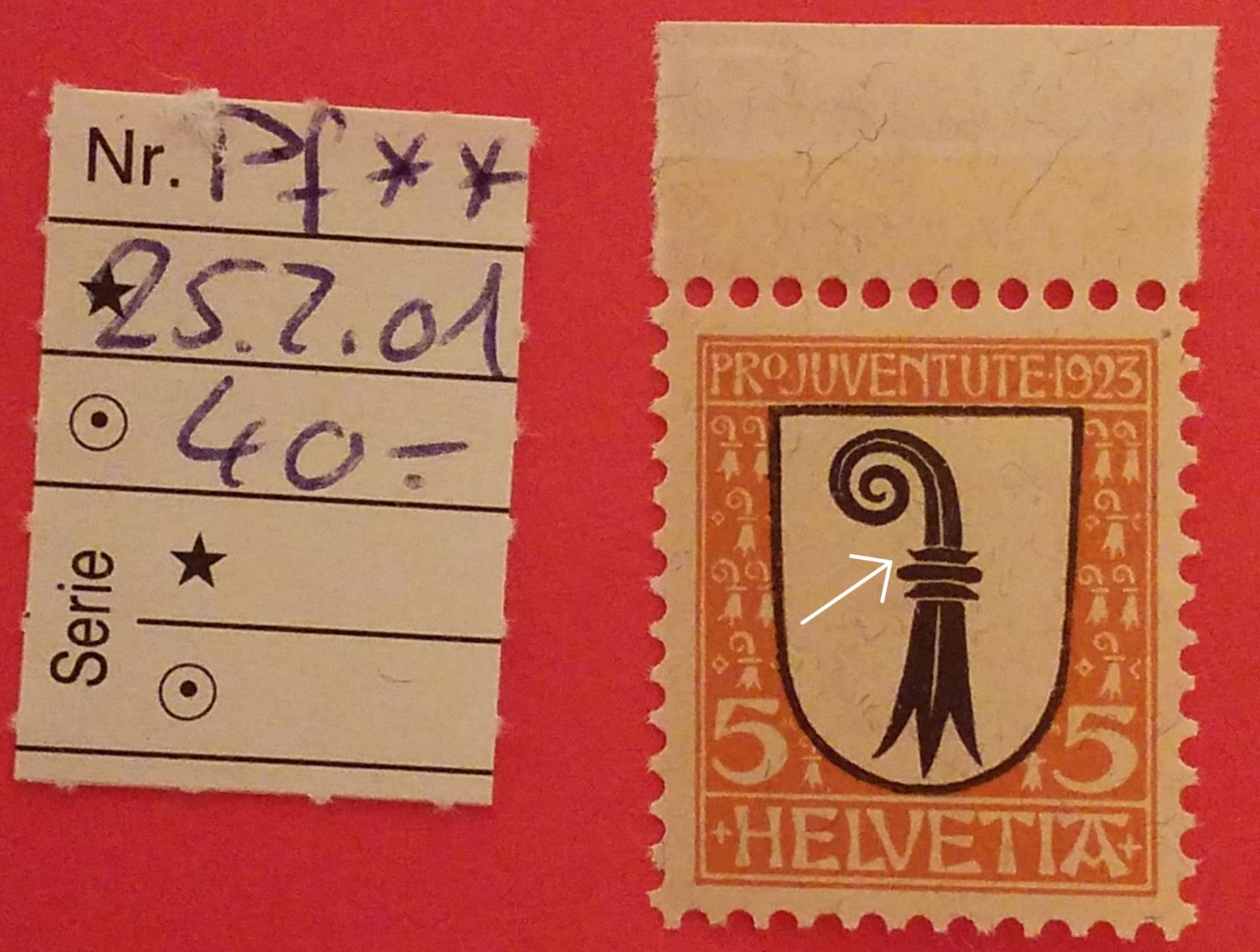 Tutti i francobolli: BE38) J25.2.01, Abart postfrisch Kt. 40.-+ – Nuovo (secondo la descrizione) da Baden venduto da Eggi